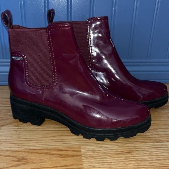 6.5 Rockport Lorraine ll Burgundy Hydro-shield Waterproof Rain Chelsea Boots - Picture 9 of 12